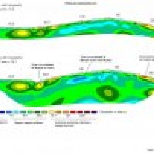 Perfil de tomografía eléctrica aplicada a arqueología. Obra: Palencia.